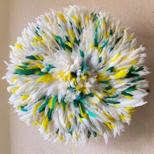 White Juju Hat with Yellow & Teal Speckle