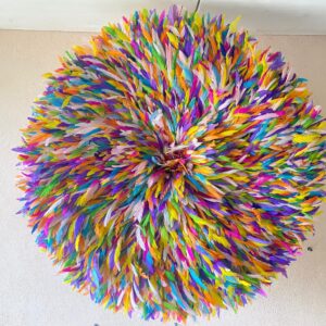 Multicolor Juju Hat Wall Hanging - African Feather Art Decor
