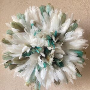 White Juju Hat with Tan Feather Speckle