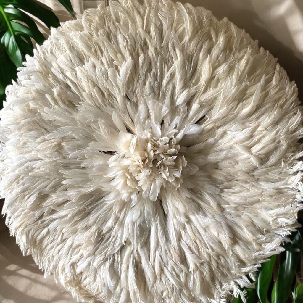 Juju Hat - White or cream or ivory feather wall decor